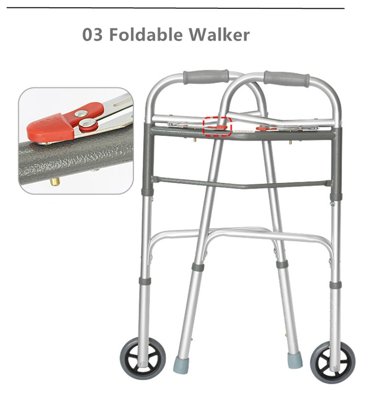 Foldable Collapsible Mobility Walking Frame Walking Aids Aluminum Walker for Disabled Adults