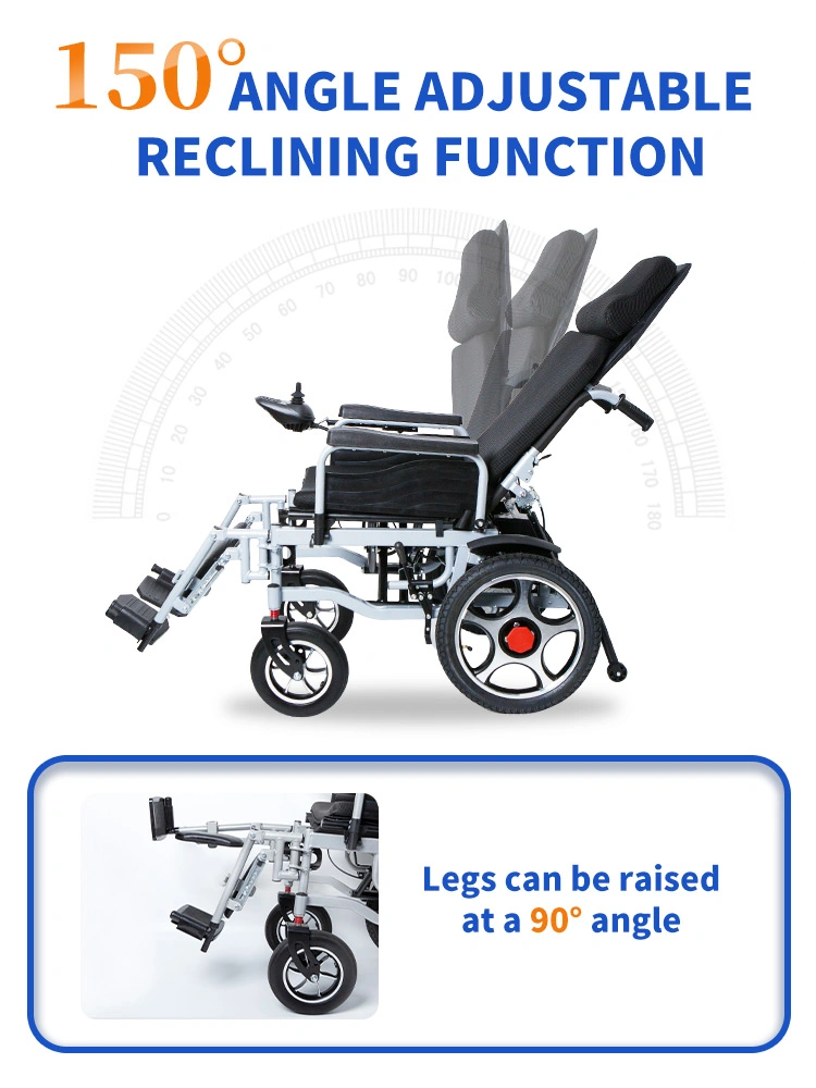 Folding Electronic Wheel Chair Rehabilitation Therapy Supplies High Back Reclining Handicapped Power Electric Wheelchair for Old and Disabled