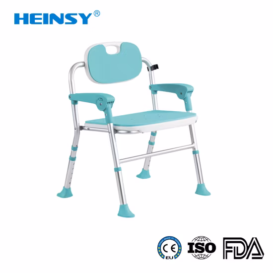 Taburete de baño plegable médico de aluminio, asiento de ducha ajustable, silla, banco