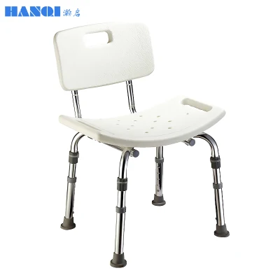 Taburete de baño plegable, asiento de ducha ajustable médico de plástico con marco de aluminio, silla, banco