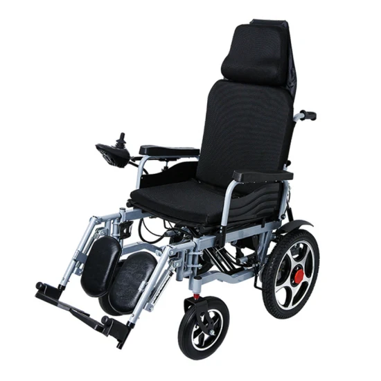 Silla de ruedas electrónica plegable Suministros de terapia de rehabilitación Silla de ruedas eléctrica eléctrica para discapacitados reclinable con respaldo alto para personas mayores y discapacitadas